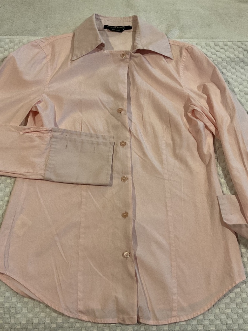 Adrienne Vittadini Pink Collared Button Up, Size 4. Made in Italy